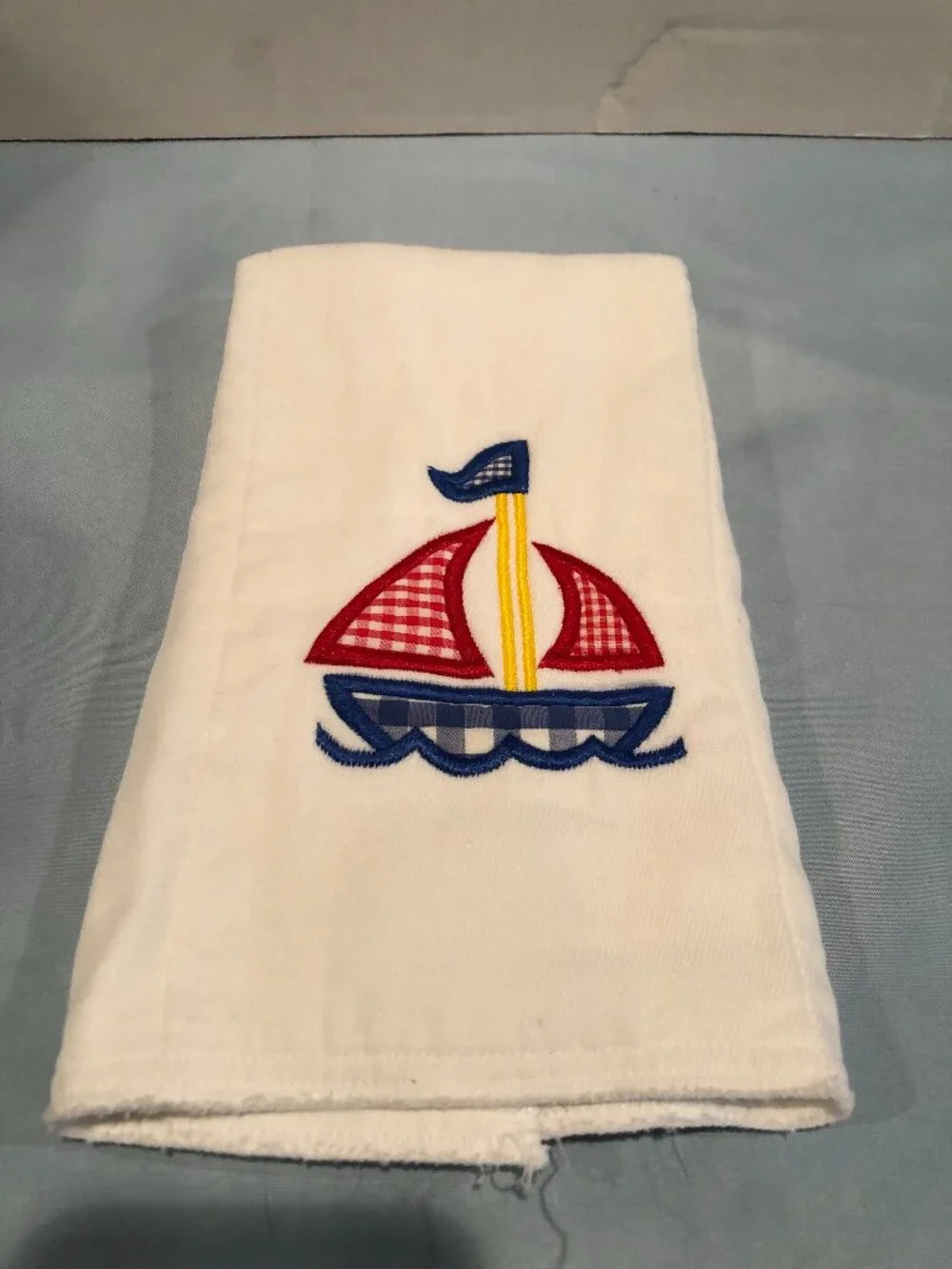 Embroidered Sailboat Dish Towel Hand Towel 20